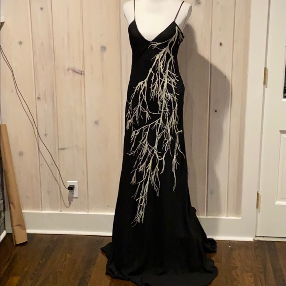 Halston Heritage feather gown